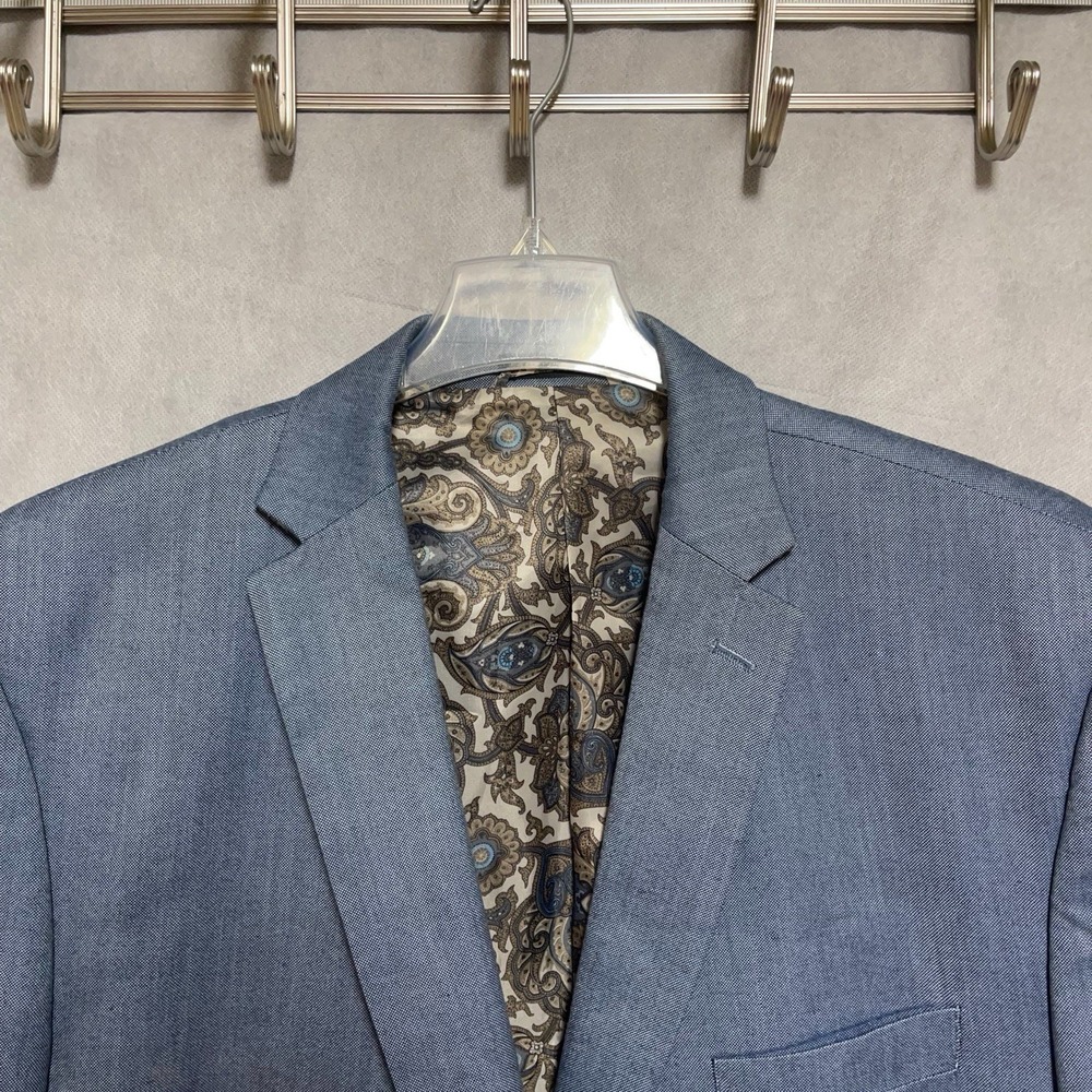 Ralph Lauren Blazer Men 50L Blue Flannel Academia Paisley Lined Coat Jacket Luxe